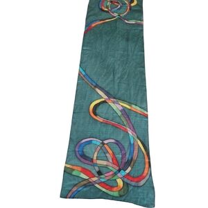 Colorful Abstract 100% Silk Oblong Scarf